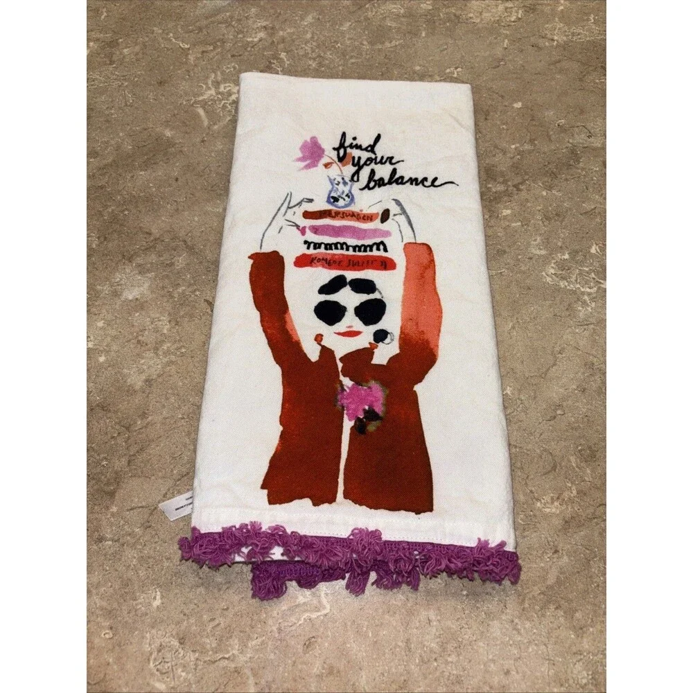 Anthropologie DishTowel Tea Towel Cotton Erisha Kitchen Cotton Find Your Balance